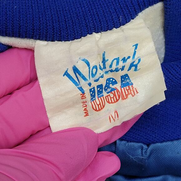 Vintage 90s Sussex-Wantage Jacket M 23x24 Blue Softball Baggy Boxy - Picture 5 of 15